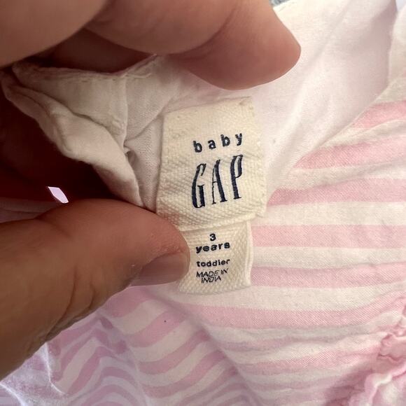 GAP Kids Toddler Girl Dress Size 3 years Sleeveless Flutter Stripe Eyelet Trim - Picture 3 of 8